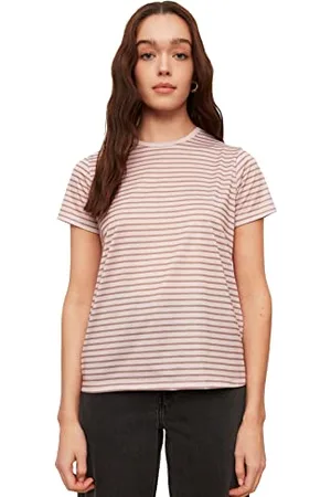 Trendyol Gestreiftes Basic gestricktes T-Shirt, Nerz