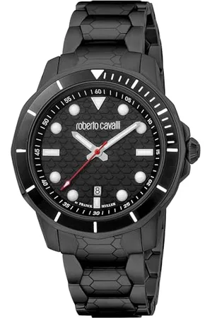 Roberto Cavalli By Franck Muller Herren Analog Quarz Uhr mit Edelstahl Armband RV1G159M0071