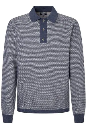 Hackett Herren Textured Knit LS Polo, , M