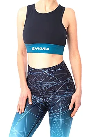 GIPARA FITNESS Gipara Emma Damen Sport-BH | Figurbetontes, wattiertes Oberteil mit eingenähten Körbchen | Feuchtigkeitsmanagement, atmungsaktives Gewebe | Schwarz & Grün, M