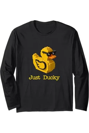 BAHAA Just Ducky Funny Rubber Yellow Duck Childish blocks Style Langarmshirt