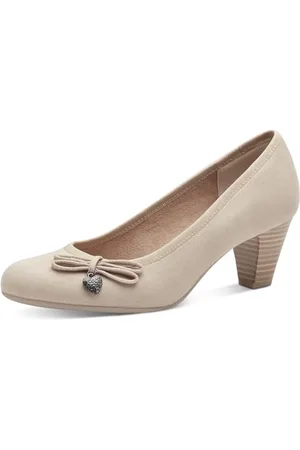 QS by s.Oliver Damen Pumps mit Schleife mit Herzdetail, Beige , 38 EU