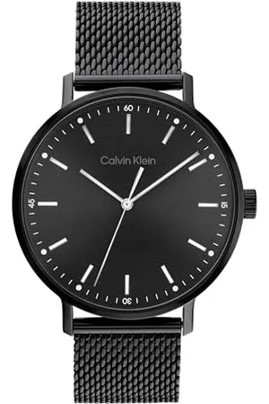 Calvin Klein Analog Quarzuhr für Herren Kollektion MODERN MESH mit Schwarzes Edelstahl-Mesh-Gliederarmband - 25200046