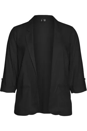 VERO MODA Damen VMCJESMILO 3/4 WVN GA NOOS CUR Blazer, Black, 46