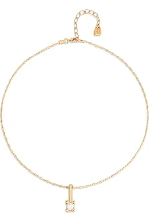 UNO de 50 | Halskette | Kette | aus Metalllegierung | 18 K vergoldet | weißer Zirkonia in der Mitte | handgefertigter Schmuck | Hergestellt in Spanien, Einheitsgröße, , Kein Edelstein