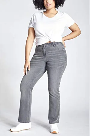 Ulla Popken Damen große Größen Übergrößen Plus Size Jeans Marie, Bootcut, Komfortbund, 5-Pocket-Schnitt 48 724599904-48