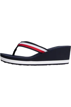 Tommy Hilfiger Damen Flip Flops Corporate Wedge Beach Sandal mit Keilabsatz, Blau (Space Blue), 41