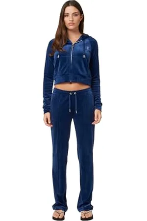 Juicy Couture Damen Madison Hoodie Kapuzensweatjacke, Sweatjacke mit Kapuze und Reißverschluss aus Velour Kapuzenpullover, , 36