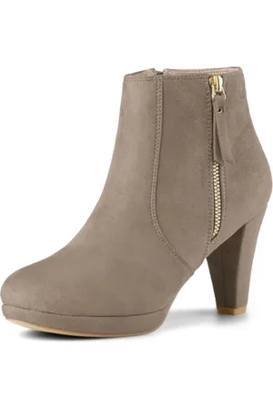 Allegra K Damen-Stiefeletten mit seitlichem Reißverschluss und niedrigem Plateau und klobigem Absatz 39