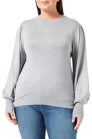 Kaffe Damen, Rundhalsausschnitt, leicht, gestrickt, lang, Bishop, Ärmel, Regular Fit Pullover, , XL
