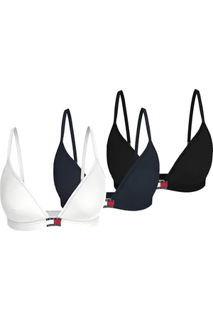 Tommy Hilfiger Damen 3er Pack BH Bralettes Triangle Ungepolstert, Mehrfarbig (Black/ Navy Rib/ White), S