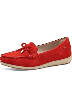 Tamaris Comfort Damen Mokassins aus Leder mit Schleife, Rot , 39 EU