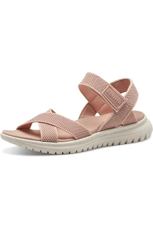 QS by s.Oliver Damen Sandalen flach mit Klettverschluss Elastisch, Rosa , 39 EU