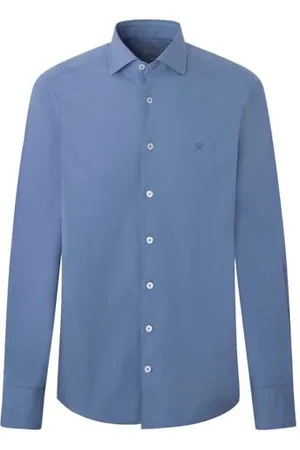 Hackett Herren Plait Lthr Belt Shirt, Blau (Chambray Blue), M