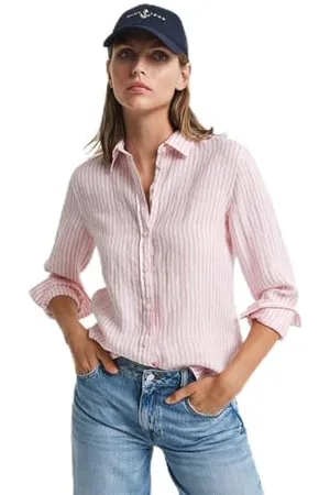 GANT Damen REG Linen Striped Shirt Bluse, , 40
