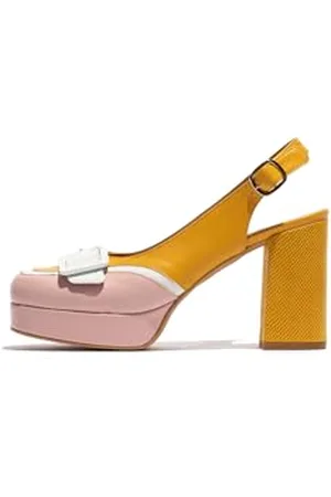 Fly London Damen EVAH243FLY Pumps, Pale PINK/White/Yellow, 42 EU