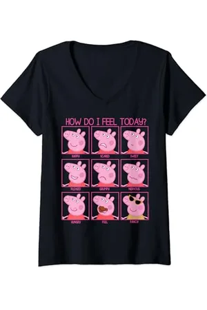 Peppa Pig Peppa Wutz Wie Fühle Ich Mich Heute T-Shirt mit V-Ausschnitt