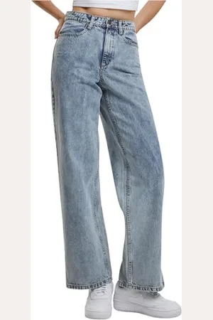 Urban classics Damen TB6110-Ladies Wide Leg Slit Denim Hose, , 32