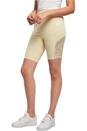 Urban classics Damen TB4790-Ladies High Waist Lace Inset Cycle Yoga-Shorts, , XL