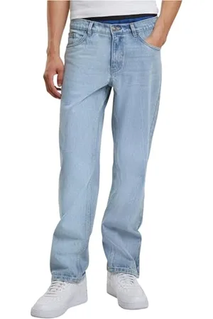 Urban classics Herren Jeans Heavy Ounce Straight Fit Zipped Jeans, Jeans für Männer, Reißverschluss am Hosenbein, erhältlich in verschiedenen Farben, Größen 28-44