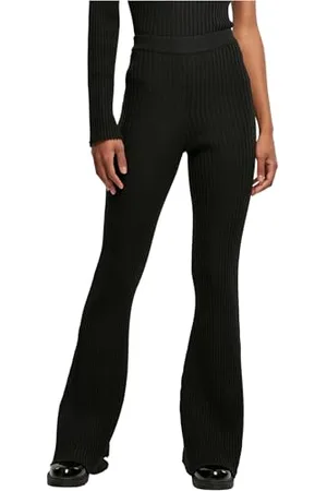 Urban classics Damen TB5443-Ladies Flared Rib Knit Leggings, Black, 4XL