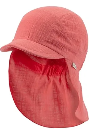 Sterntaler Schirmmütze Nacken einfarbig - Mädchen Mütze aus luftigem Baumwoll Musselin - Leichter Baby- und Kinder Sommerhut - Kopfbedeckung mit bequemem Gummiband im Nacken - , Größe 49