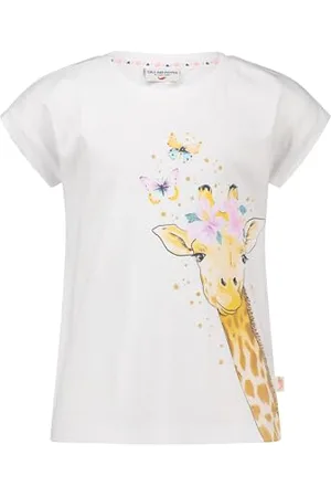 Salt & Pepper BY KIDS PARK Mädchen Giraffen Glitterprint und Pailletten T-Shirt, White, 116 cm-122 cm