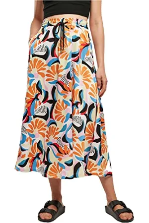 Urban classics Damen Ladies AOP Satin Midi Skirt, Multi-coloured, L