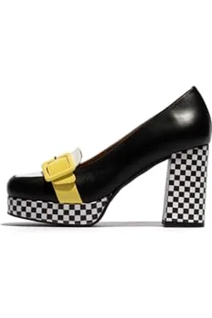 Fly London Damen ELLO242FLY Pumps, Black/White/Lemon, 41 EU