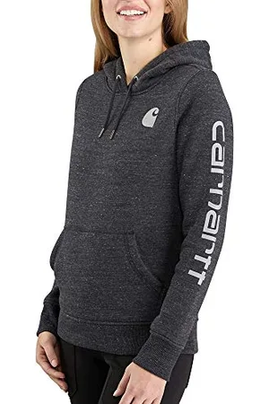 Carhartt Damen Relaxed Fit, mittelschweres Sweatshirt mit Logo-Grafik auf dem Ärmel, , S