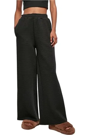 Urban classics Damen TB5458-Ladies Quilte Wide Leg Sweat Pants Hose, Black, S