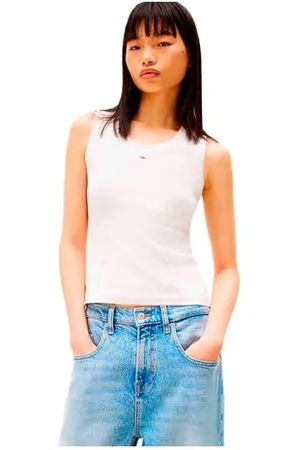 Tommy Hilfiger Damen Tank Top Essential Rib Slim Fit, Weiß (Ecru), M