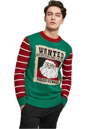 Urban classics Herren TB4490-Wanted Christmas Sweater Sweatshirt, Grün, XL