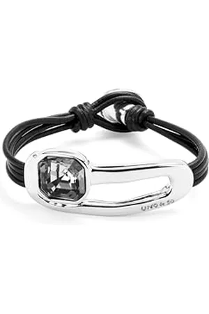 UNO de 50 UNOde50 | Starres Armband | Metalllegierung | versilbert mit Sterlingsilber | Facettiertes schwarzes Glas | handgefertigter Schmuck | Hergestellt in Spanien, Mediano, Sterling-Silber, Kein Edelstein