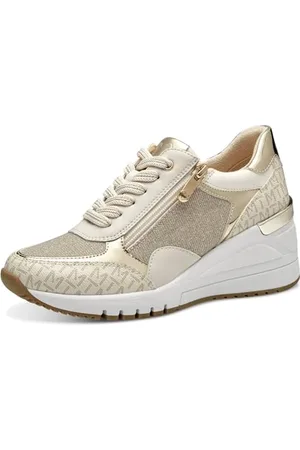 Marco Tozzi Damen Wedge Sneaker Freizeit mit Keilabsatz, Beige (Cream Comb), 38 EU