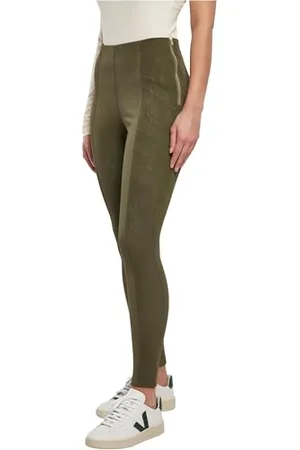Urban classics Damen Ladies Washed Faux Leather Pants, , L