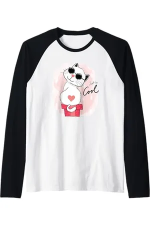 Totality Süße coole Katze mit Sonnenbrille und Herz Raglan