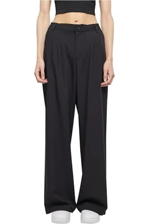 Urban classics Damen TB6103-Ladies Ultra Wide Pleat-Front Pants Hose, Black, 30
