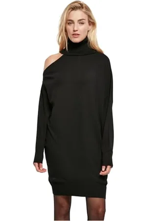 Urban classics Damen TB5447-Ladies One Shoulder Knit Dress Kleid, Black, 3XL