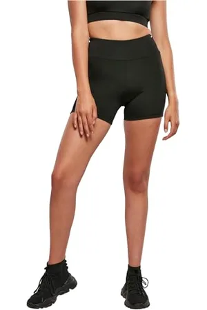 Urban classics Damen TB4802-Ladies Recycled High Waist Cycle Hot Pants Yoga-Shorts, Black, M