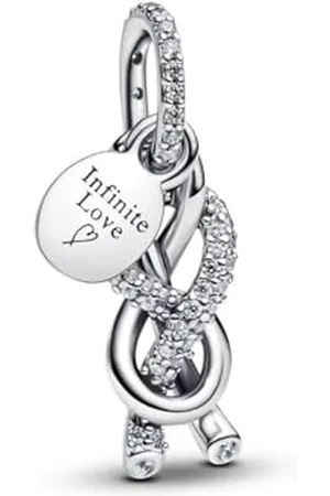 PANDORA Moments Pavé Unendlichkeitsknoten Charm-Anhänger aus Sterling Silber mit Zirkonia, Kompatibel Me und Moments Armbändern, 793780C01
