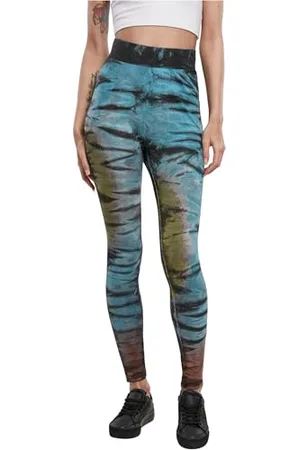 Urban classics Damen TB3656-Ladies Cotton Tie Dye High Waist Leggings, Black, L