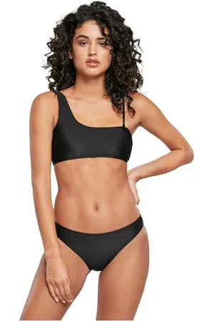 Urban classics Damen TB4383-Ladies Recycled Asymmetric Tank Top Bikini, Black, XS