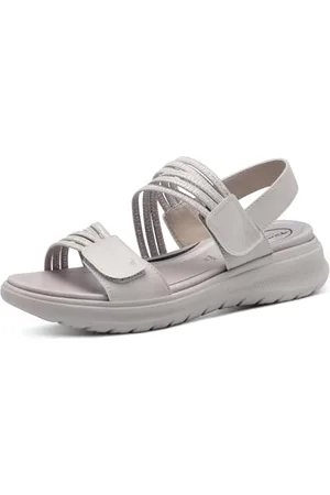 Tamaris Comfort Damen Sandalen flach Sportlich Vegan, Grau , 39 EU