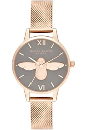 Olivia Burton Analog Quarzuhr für Damen Kollektion China EXC. mit Roségoldfarbenes Edelstahl-Mesh-Gliederarmband - OB16EX116
