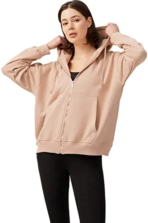 LOS OJOS Hoodie Damen - Kapuzenpullover mit Reißverschluss - Langarm-Sweatshirts in Übergröße - Sweatjacke Damen