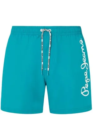 Pepe Jeans Herren Logo Badeshorts, Blau (Dunkeltürkisblau), S