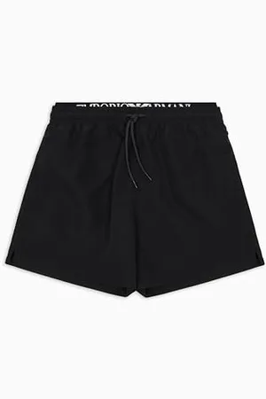 Emporio Armani Herren Mid Boxer Badehose, schwarz/weiß, S 7-9