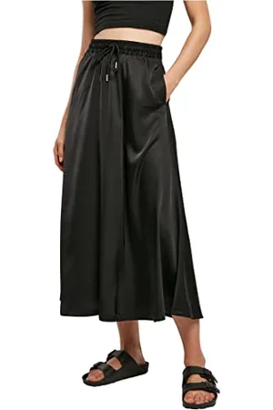 Urban classics Damen Ladies Satin Midi Skirt, black, M