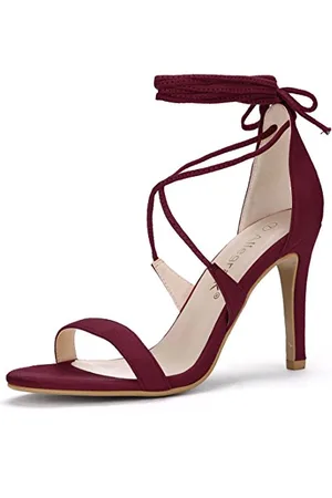 Allegra K Damen Stiletto-Absatz Schnürsandalen, Burgunder, 38 EU